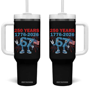250th America Anniversary Tumbler With Handle Funny Italian Brainrot Meme 4th of July TS14 One Size: 40 oz Black Print Your Wear