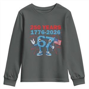 250th America Anniversary Youth Sweatshirt Funny Italian Brainrot Meme 4th of July TS14 Dark Heather Print Your Wear