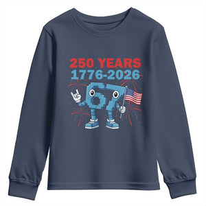 250th America Anniversary Youth Sweatshirt Funny Italian Brainrot Meme 4th of July TS14 Navy Print Your Wear