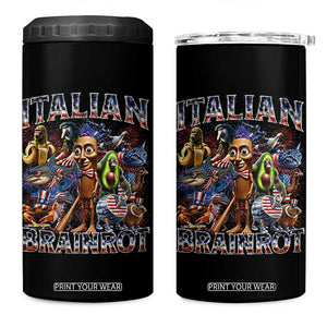 Funny Italian Brainrot Meme 4th of July 4 in 1 Can Cooler Tumbler TS14 One Size: 16 oz Black Print Your Wear