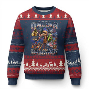 Funny Italian Brainrot Meme 4th of July Ugly Christmas Sweater TS14 Navy Red Print Your Wear