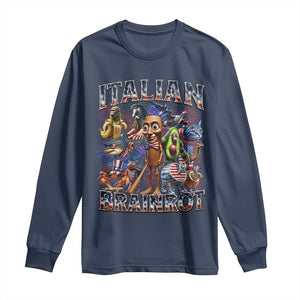 Funny Italian Brainrot Meme 4th of July Long Sleeve Shirt TS14 Navy Print Your Wear