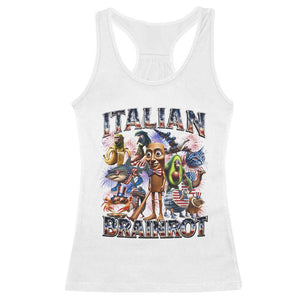 Funny Italian Brainrot Meme 4th of July Racerback Tank Top TS14 White Print Your Wear
