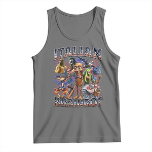 Funny Italian Brainrot Meme 4th of July Tank Top TS14 Black Heather Print Your Wear