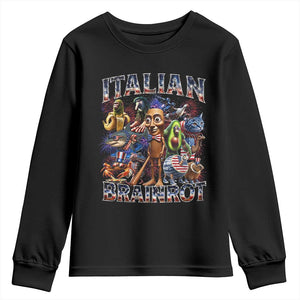 Funny Italian Brainrot Meme 4th of July Youth Sweatshirt TS14 Black Print Your Wear