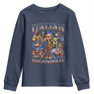 Funny Italian Brainrot Meme 4th of July Youth Sweatshirt TS14 Navy Print Your Wear