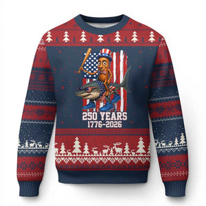 250th America Anniversary Ugly Christmas Sweater Funny Tung Tung Tung Sahur Tralalero Tralala 4th of July
