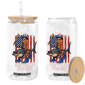 250th America Anniversary Glass Can Funny Tung Tung Tung Sahur Tralalero Tralala 4th of July
