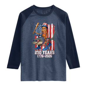 250th America Anniversary Raglan Shirt Funny Tung Tung Tung Sahur Tralalero Tralala 4th of July