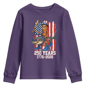 250th America Anniversary Youth Sweatshirt Funny Tung Tung Tung Sahur Tralalero Tralala 4th of July