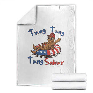Tung Tung Tung Sahur Italian Brainrot 4th of July Throw Blanket