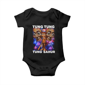 Tung Tung Sahur Italian Brainrot 4th Of July Meme Baby Onesie TS14 Black Print Your Wear