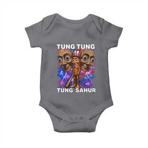 Tung Tung Sahur Italian Brainrot 4th Of July Meme Baby Onesie TS14 Charcoal Print Your Wear