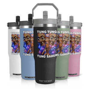 Tung Tung Sahur Italian Brainrot 4th Of July Meme Flip Straw Tumbler TS14 Print Your Wear