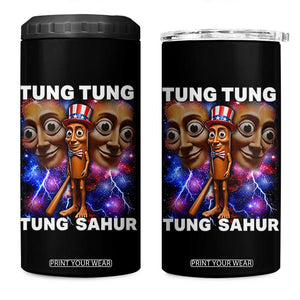 Tung Tung Sahur Italian Brainrot 4th Of July Meme 4 in 1 Can Cooler Tumbler TS14 One Size: 16 oz Black Print Your Wear