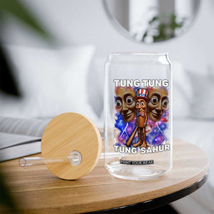 Tung Tung Sahur Italian Brainrot 4th Of July Meme Glass Can TS14 Print Your Wear