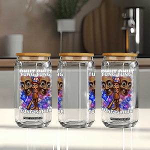 Tung Tung Sahur Italian Brainrot 4th Of July Meme Glass Can TS14 Print Your Wear