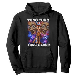 Tung Tung Sahur Italian Brainrot 4th Of July Meme Hoodie TS14 Black Print Your Wear