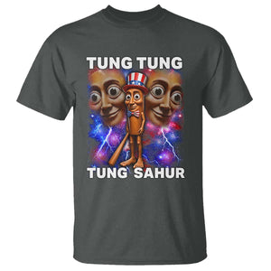 Tung Tung Sahur Italian Brainrot 4th Of July Meme T Shirt TS14 Dark Heather Print Your Wear