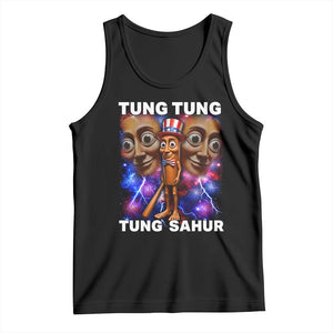 Tung Tung Sahur Italian Brainrot 4th Of July Meme Tank Top TS14 Black Print Your Wear