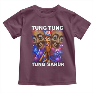 Tung Tung Sahur Italian Brainrot 4th Of July Meme Toddler T Shirt TS14 Maroon Print Your Wear