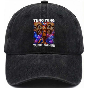 Tung Tung Sahur Italian Brainrot 4th Of July Meme Washed Cotton Baseball Cap