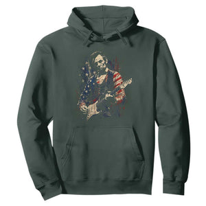 Abraham Lincoln Playing Guitar 4th of July Hoodie TS14 Dark Forest Green Print Your Wear