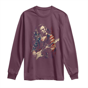 Abraham Lincoln Playing Guitar 4th of July Long Sleeve Shirt TS14 Maroon Print Your Wear