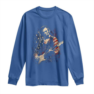 Abraham Lincoln Playing Guitar 4th of July Long Sleeve Shirt TS14 Royal Blue Print Your Wear