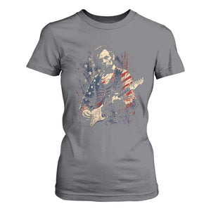 Abraham Lincoln Playing Guitar 4th of July T Shirt For Women TS14 Charcoal Print Your Wear