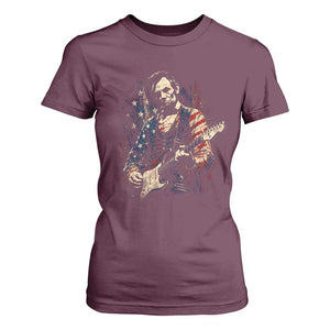Abraham Lincoln Playing Guitar 4th of July T Shirt For Women TS14 Maroon Print Your Wear