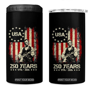 America's 250th Abraham Lincoln Playing Guitar 4 in 1 Can Cooler Tumbler TS14 One Size: 16 oz Black Print Your Wear