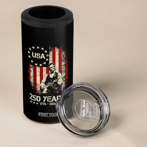 America's 250th Abraham Lincoln Playing Guitar 4 in 1 Can Cooler Tumbler TS14 Print Your Wear