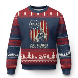 America's 250th Abraham Lincoln Playing Guitar Ugly Christmas Sweater TS14 Navy Red Print Your Wear
