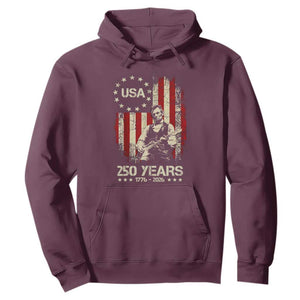 America's 250th Abraham Lincoln Playing Guitar Hoodie TS14 Maroon Print Your Wear