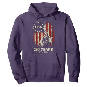 America's 250th Abraham Lincoln Playing Guitar Hoodie TS14 Purple Print Your Wear