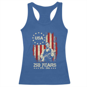 America's 250th Abraham Lincoln Playing Guitar Racerback Tank Top TS14 Royal Blue Print Your Wear