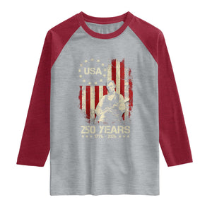 America's 250th Abraham Lincoln Playing Guitar Raglan Shirt TS14 Heather Gray Heather Red Print Your Wear