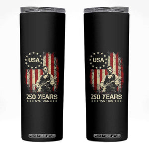 America's 250th Abraham Lincoln Playing Guitar Skinny Tumbler TS14 Black Print Your Wear