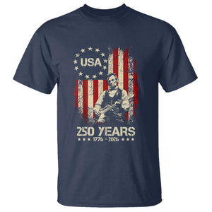 America's 250th Abraham Lincoln Playing Guitar T Shirt TS14 Navy Print Your Wear
