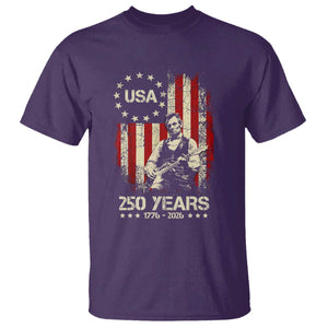 America's 250th Abraham Lincoln Playing Guitar T Shirt TS14 Purple Print Your Wear