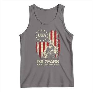 America's 250th Abraham Lincoln Playing Guitar Tank Top TS14 Deep Heather Print Your Wear