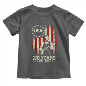 America's 250th Abraham Lincoln Playing Guitar Toddler T Shirt TS14 Dark Heather Print Your Wear