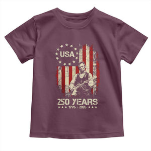 America's 250th Abraham Lincoln Playing Guitar Toddler T Shirt TS14 Maroon Print Your Wear