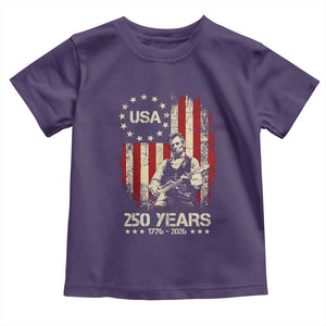 America's 250th Abraham Lincoln Playing Guitar Toddler T Shirt TS14 Purple Print Your Wear