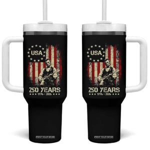 America's 250th Abraham Lincoln Playing Guitar Tumbler With Handle TS14 One Size: 40 oz Black Print Your Wear
