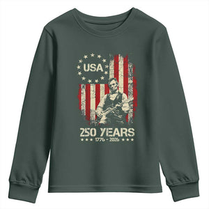 America's 250th Abraham Lincoln Playing Guitar Youth Sweatshirt TS14 Dark Forest Green Print Your Wear