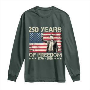 America 250 Years Long Sleeve Shirt Charlie Kirk American Flag Freedom TS14 Dark Forest Green Print Your Wear