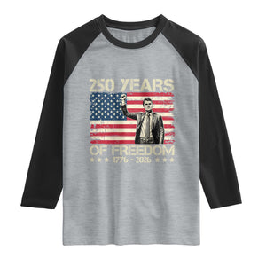 America 250 Years Raglan Shirt Charlie Kirk American Flag Freedom TS14 Heather Gray Black Print Your Wear