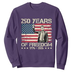 America 250 Years Sweatshirt Charlie Kirk American Flag Freedom TS14 Purple Print Your Wear